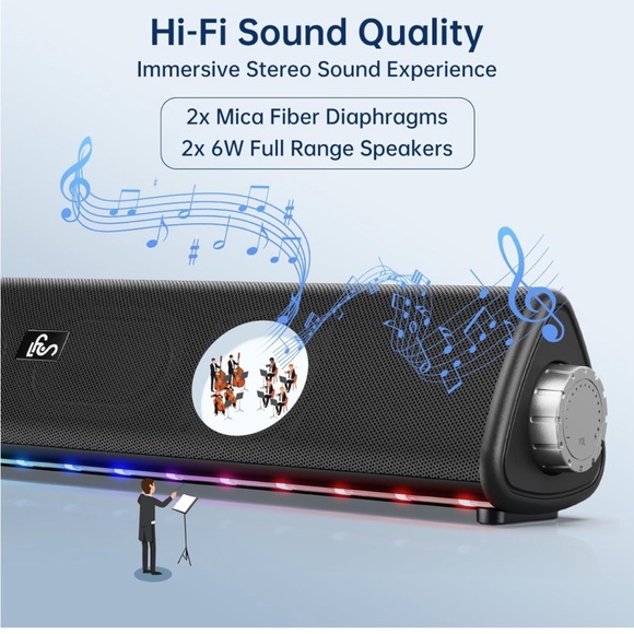 Computer Speakers, Bluetooth Desktop Speakers - Picture 2 of 9